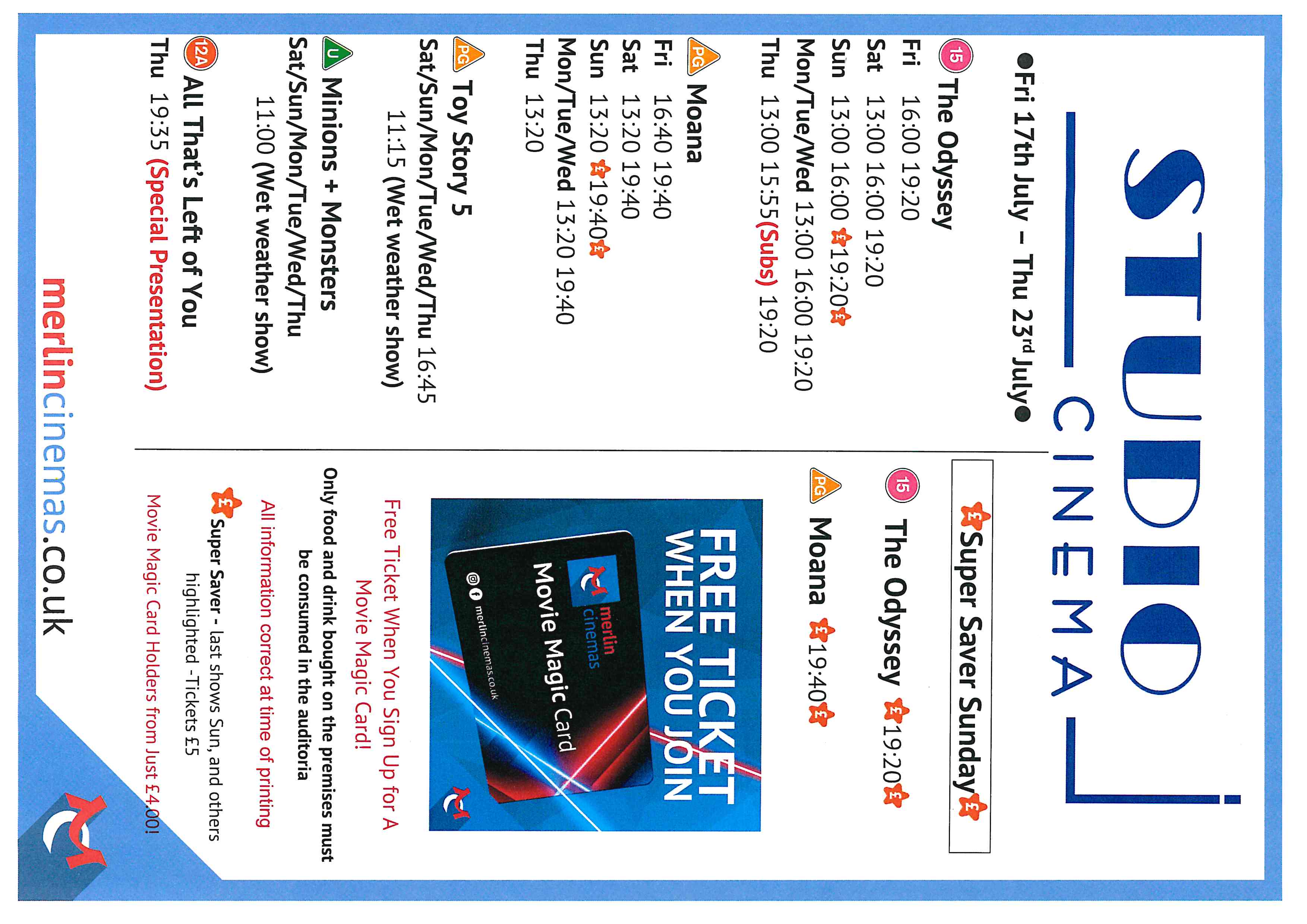 Studio Cinema Listings 17.7.26-23.7.26
